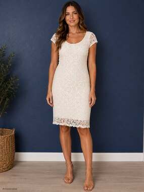 Eva Mendes Collection NY & Company White Floral Lace Cap Sleeve Sheath Dress